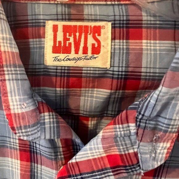 Levis plaid shirt Mens M The Cowboys Tailor Western Pearl Tab Snap Rodeo Vintage - Picture 5 of 7